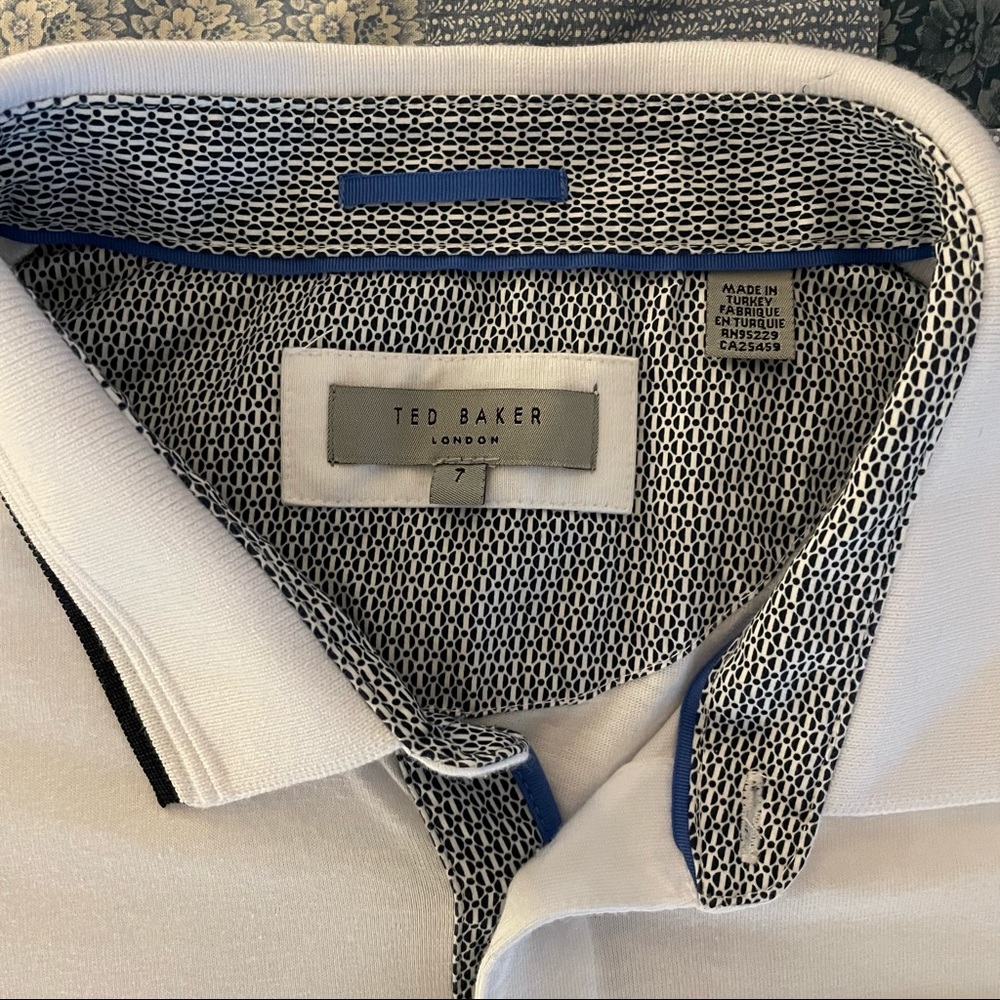 TED BAKER London White Derry Flat Knit Polo Shirt